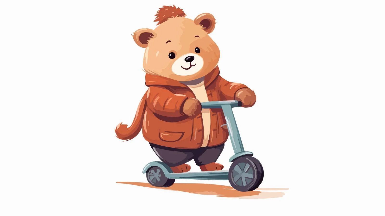 Adorable bear enjoys scooter ride playfully — free download from Dotvec