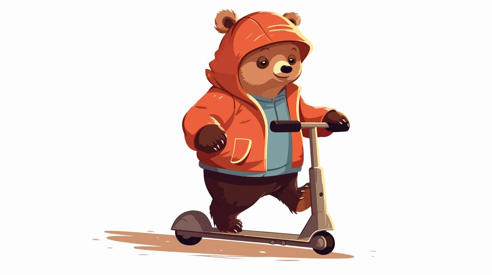 Joyful bear on kick scooter ride — free download from Dotvec