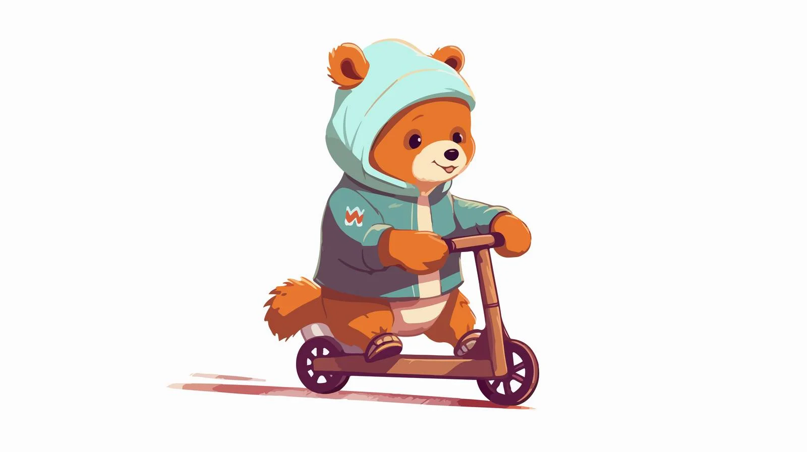 Adorable bear enjoys scooter ride joyfully — free download from Dotvec