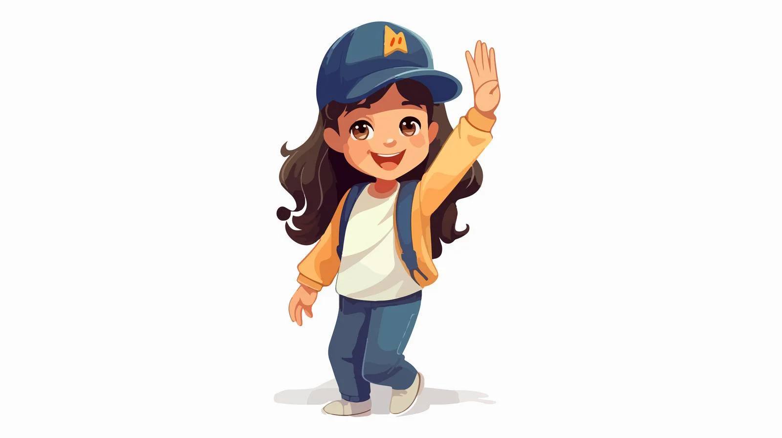 Cheerful little girl warmly greeting with hi — free download from Dotvec