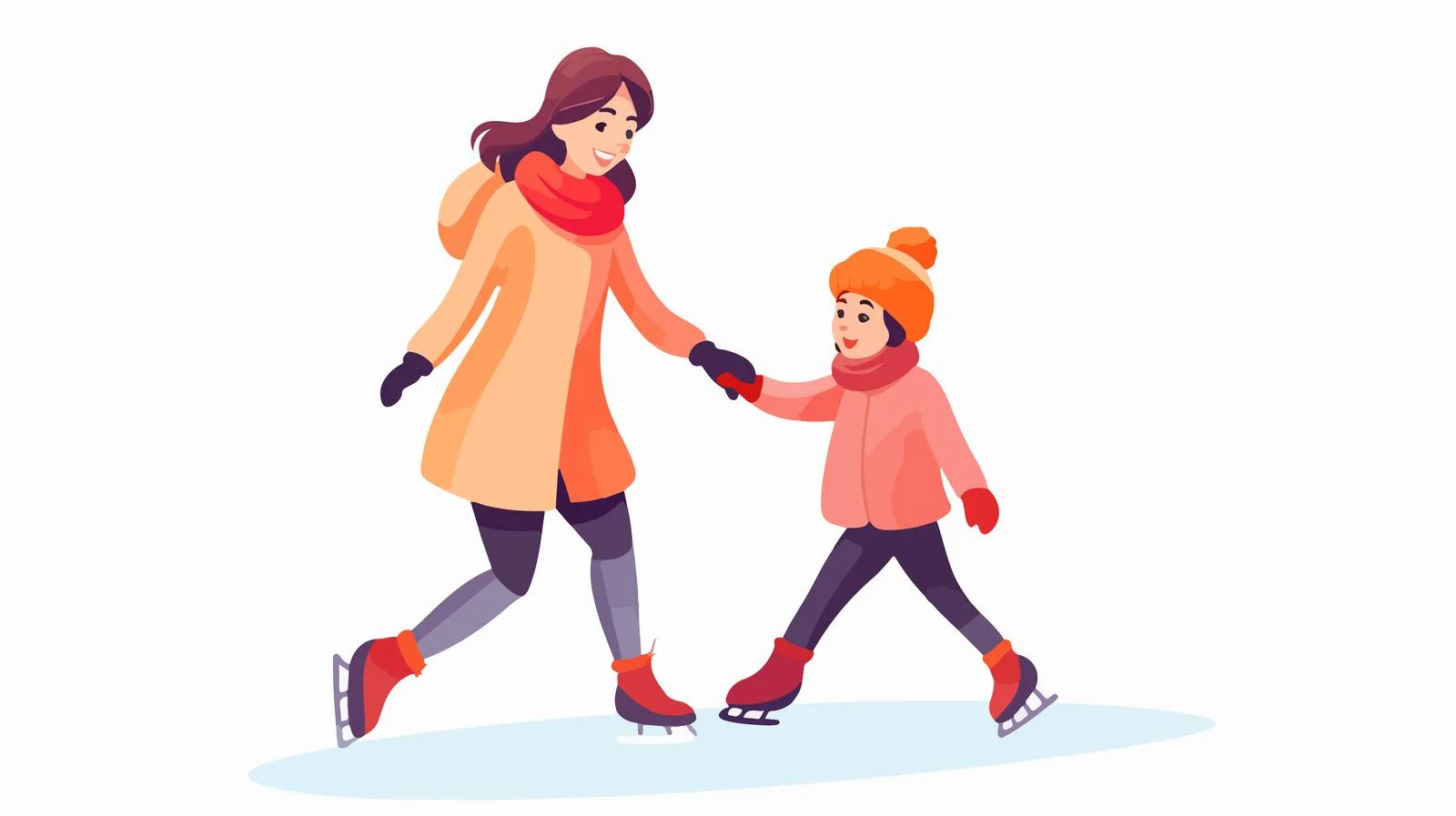 Joyful mother and daughter ice skating together — free download from Dotvec