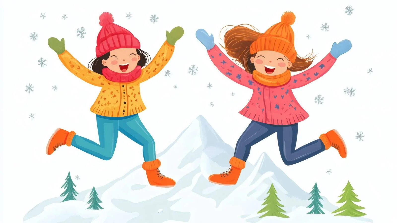 Joyful girls enjoying snow-capped mountains — free download from Dotvec