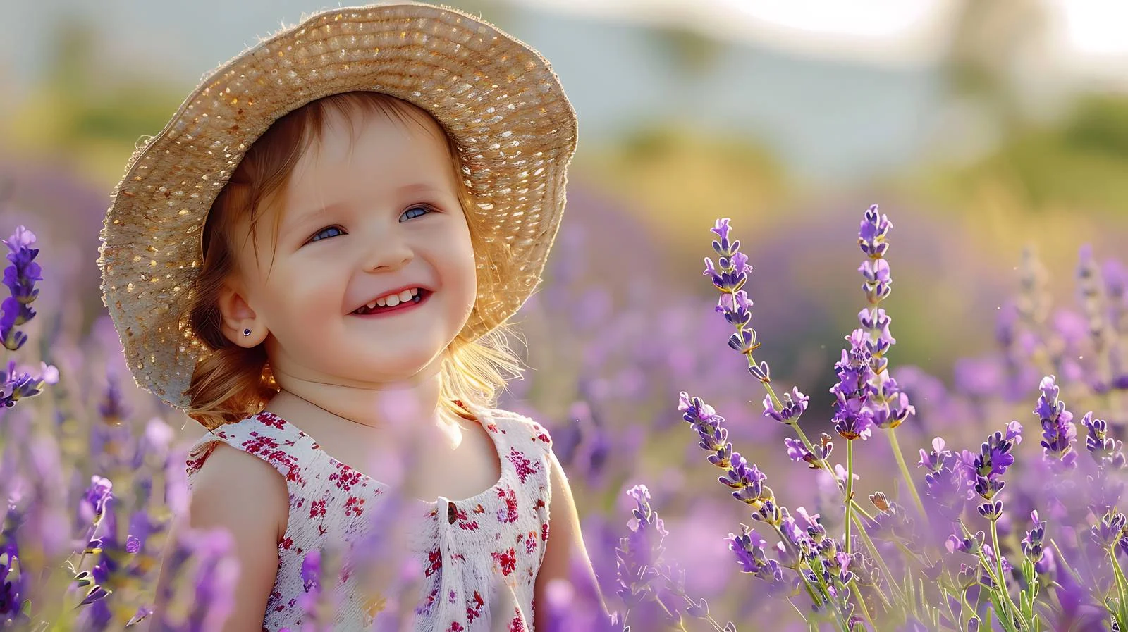 Joyful Child Among Lavender Blossoms — free download from Dotvec