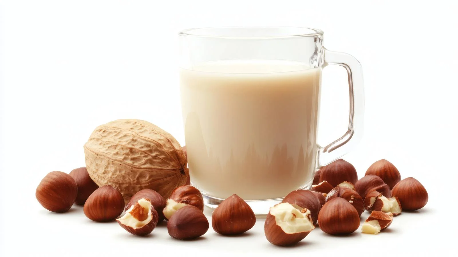 Hazelnut Milk on White Background Close-Up — free download from Dotvec