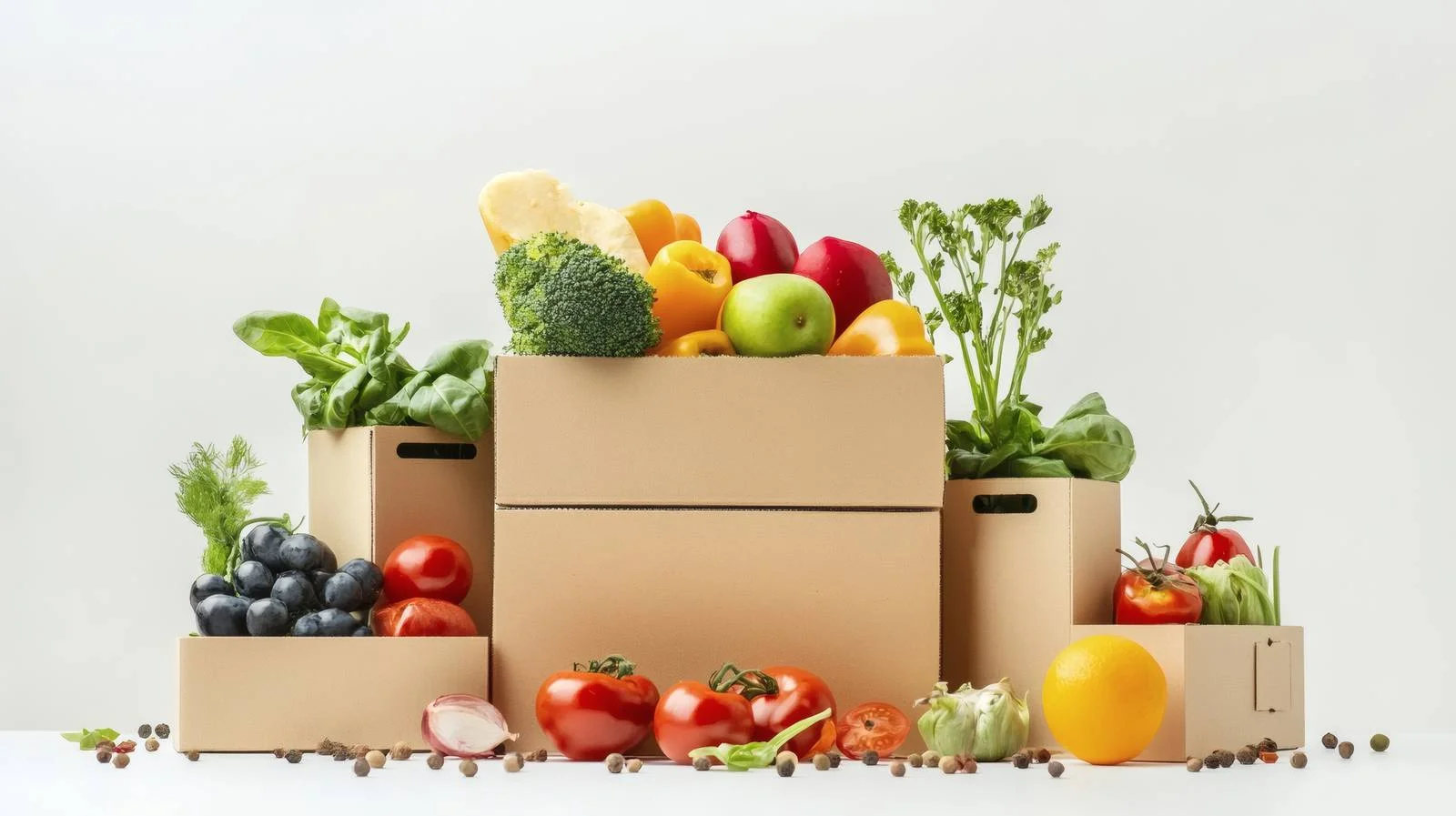 Nutritious Food Delivery on White Background — free download from Dotvec