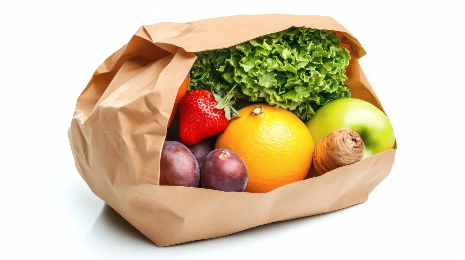 Organic Produce in White Bag on Isolated Background — free download from Dotvec