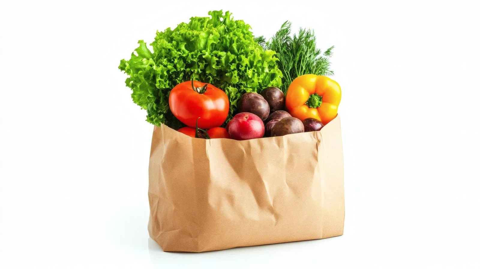 Nutritious groceries in paper bag on white — free download from Dotvec