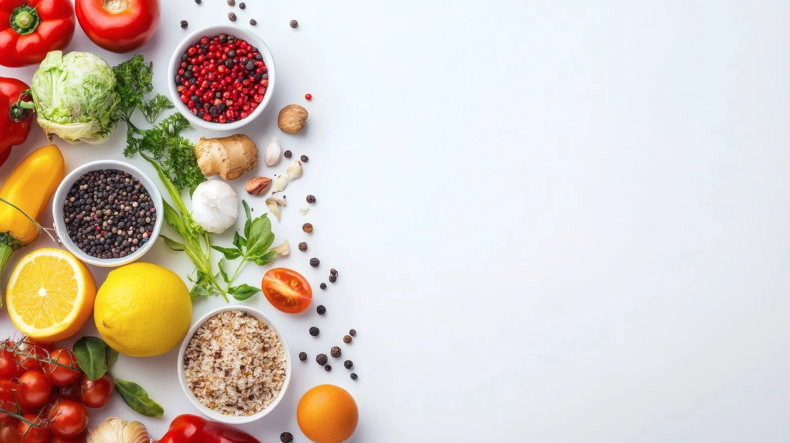 Wholesome Food Assortment on White Background — free download from Dotvec