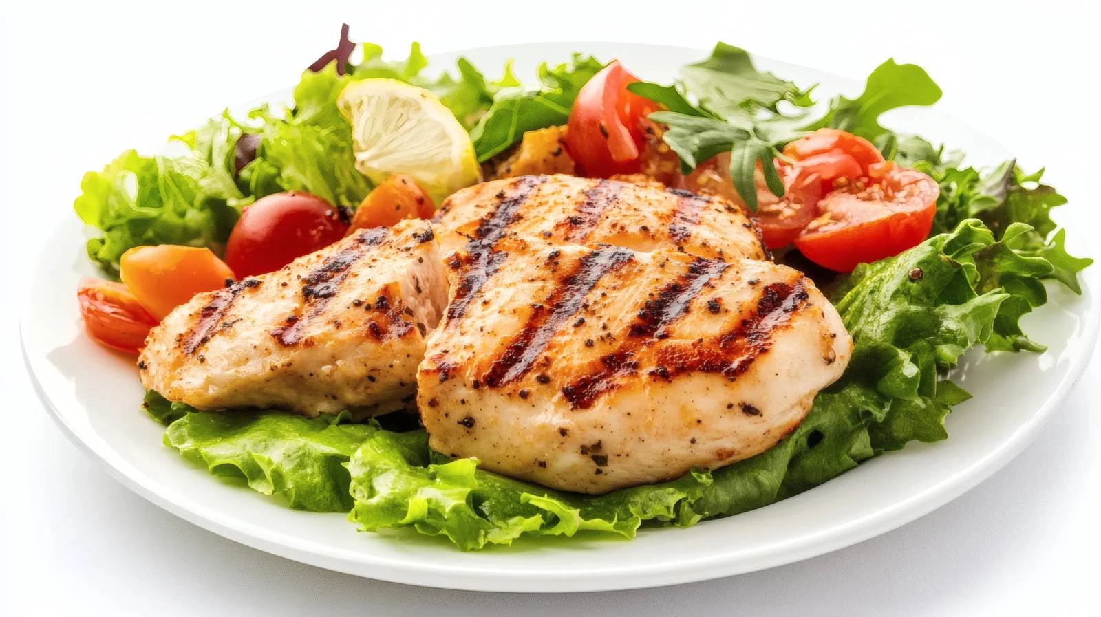 Grilled Chicken Lunch on White Plate — free download from Dotvec