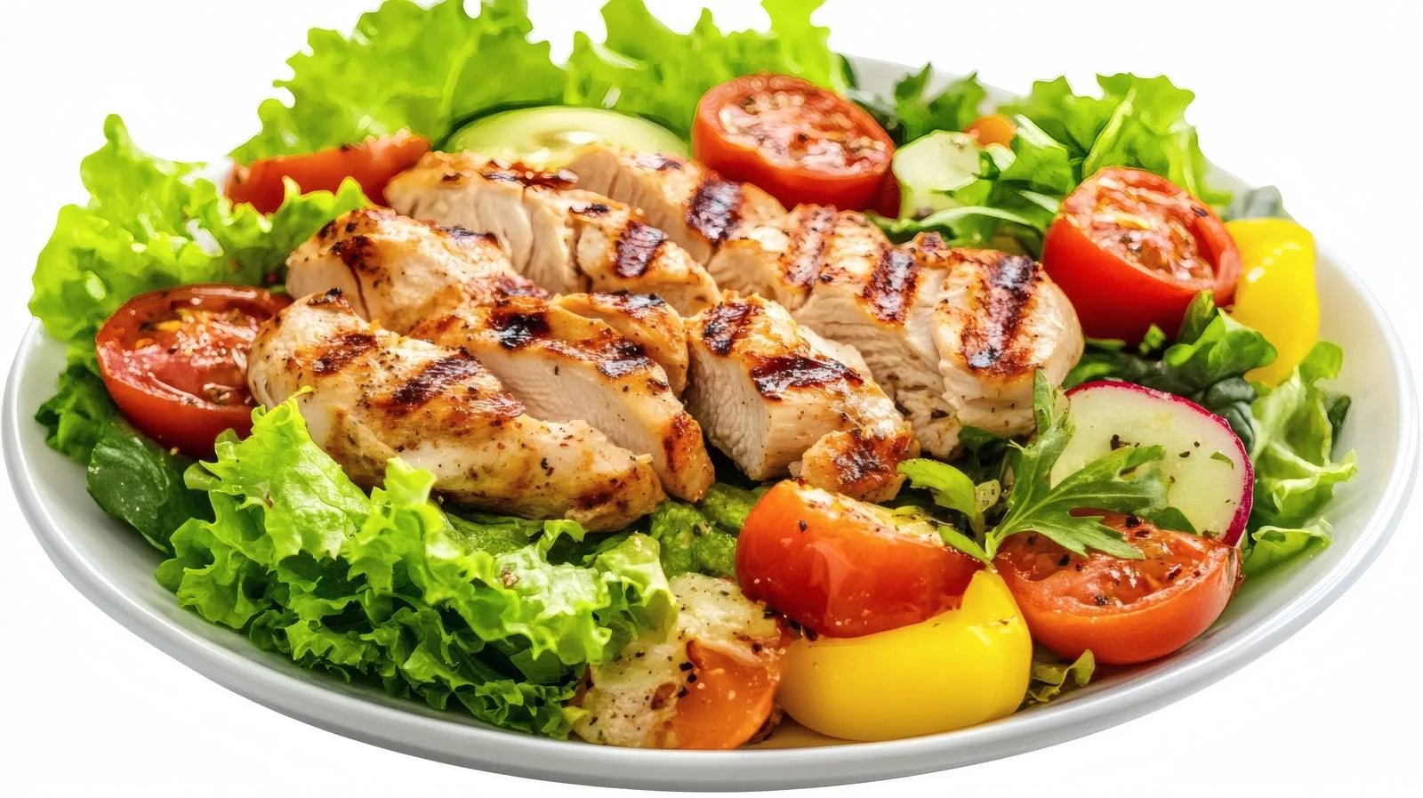 Grilled Chicken Healthy Lunch on White Plate — free download from Dotvec