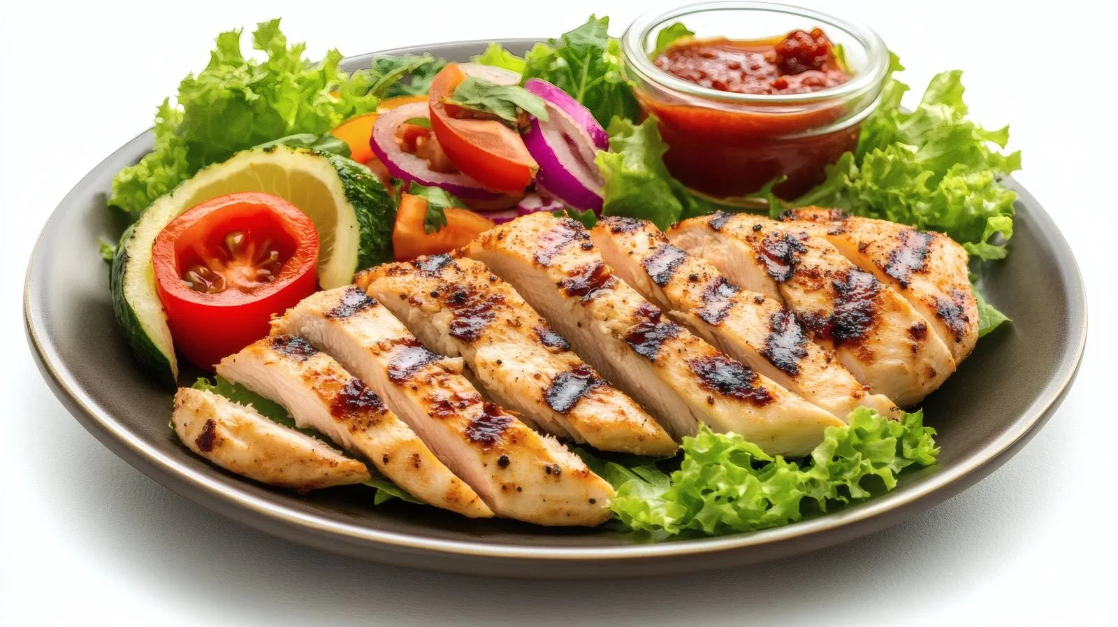 Nutritious Grilled Chicken Lunch on White — free download from Dotvec