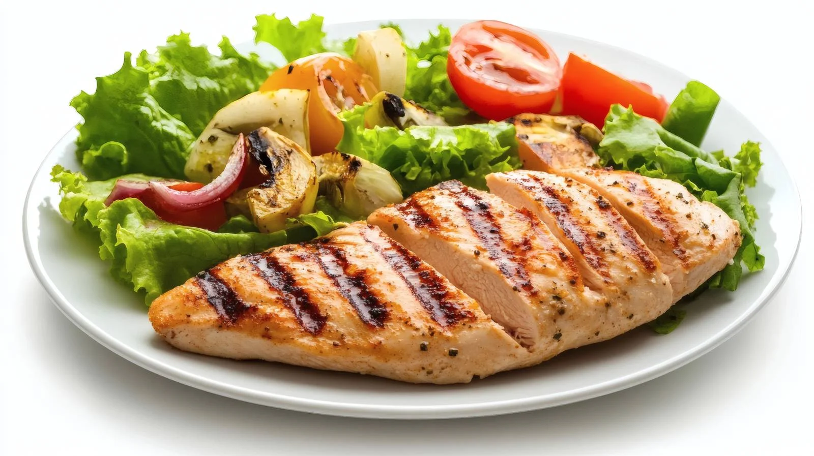 Balanced Grilled Chicken Lunch on White — free download from Dotvec
