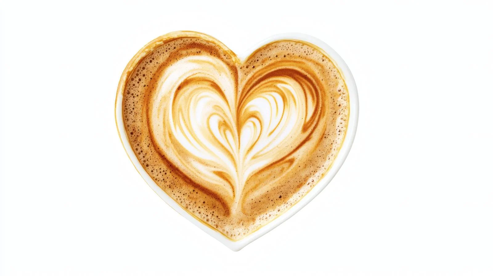 Heart-shaped latte art on white background — free download from Dotvec