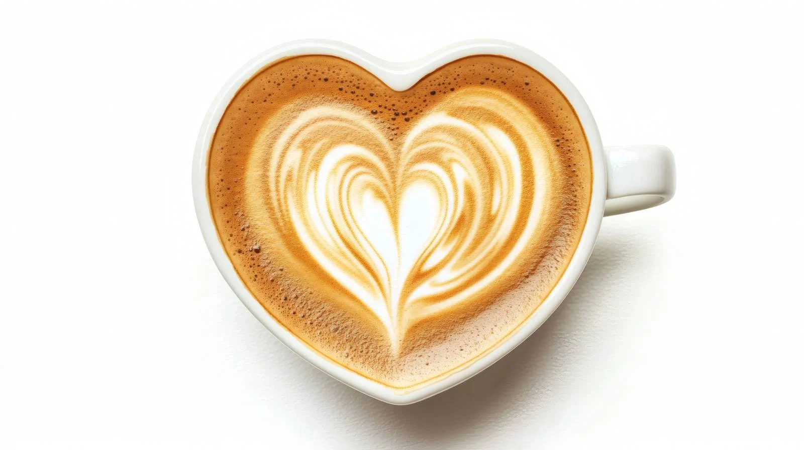 Heart-Shaped Latte Art on White Background — free download from Dotvec