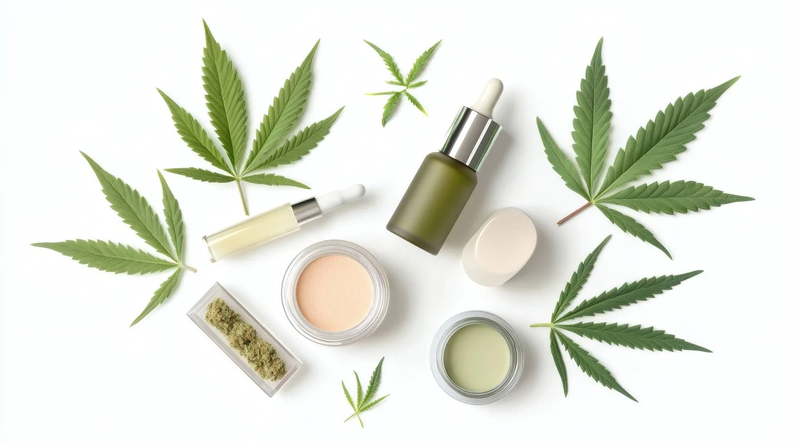 Hemp Leaves and Beauty Product on White — free download from Dotvec