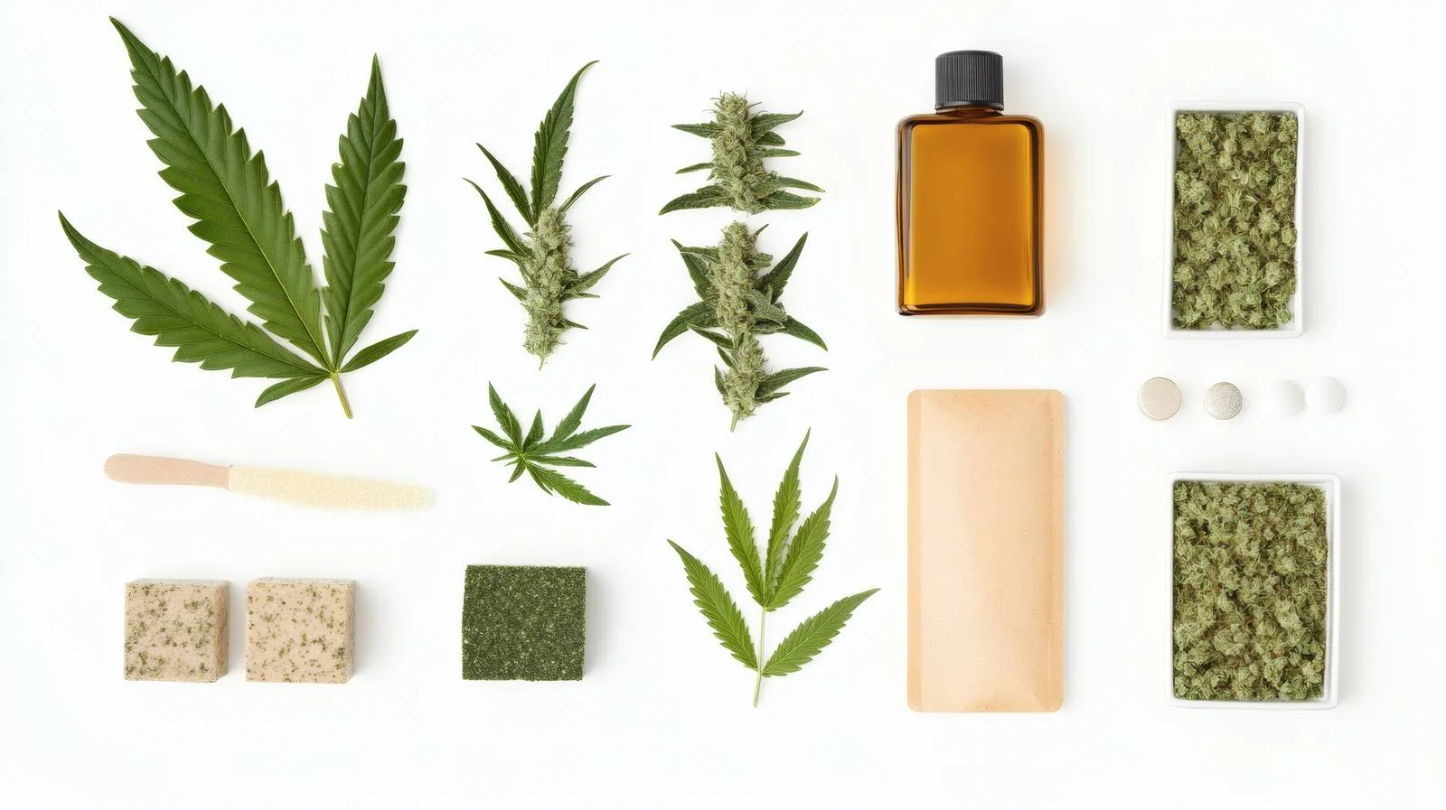 Hemp Cannabis Leaves and Extracts on White — free download from Dotvec