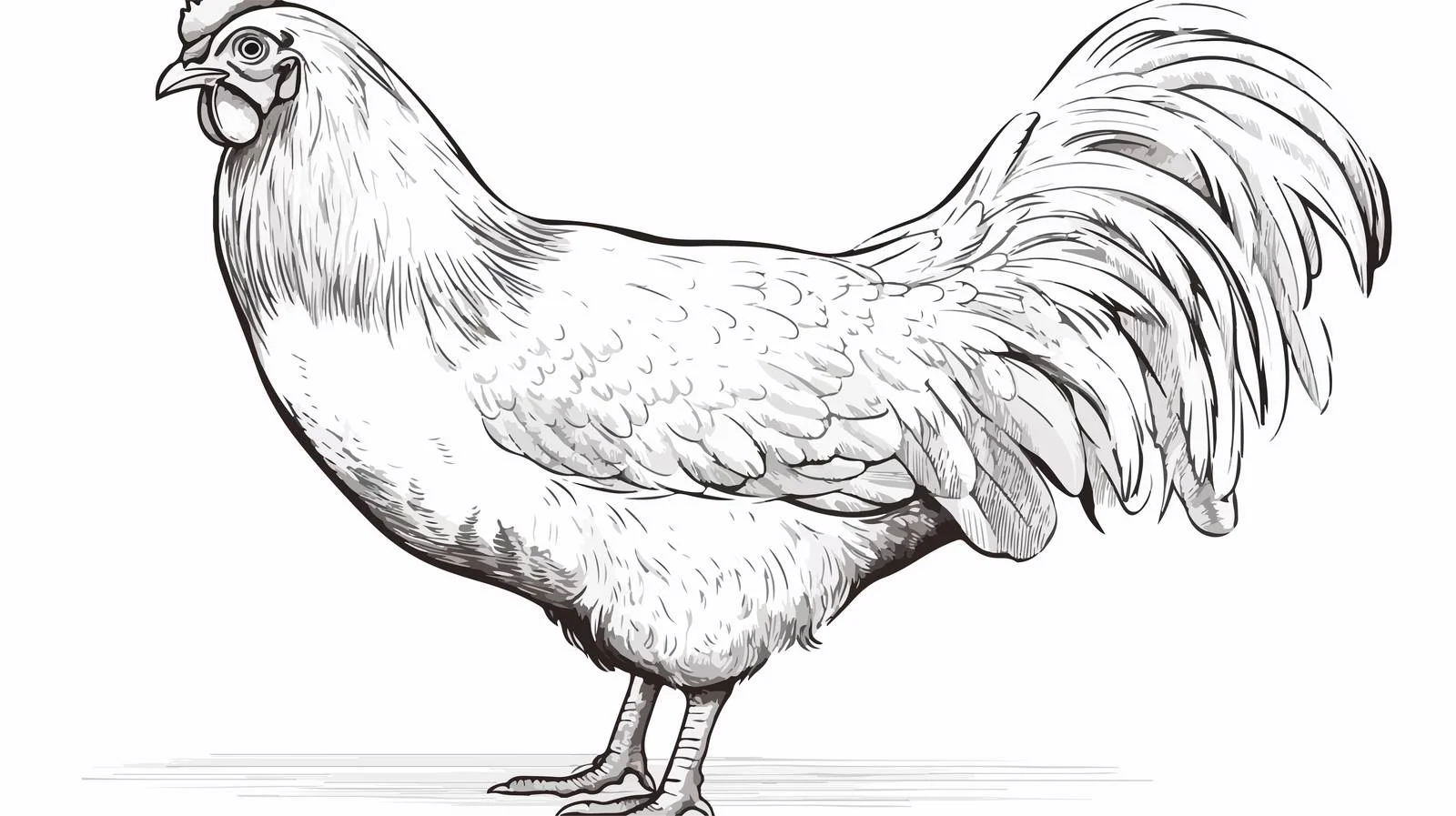 Hand-Drawn Hen Standing Sketch Illustration — free download from Dotvec
