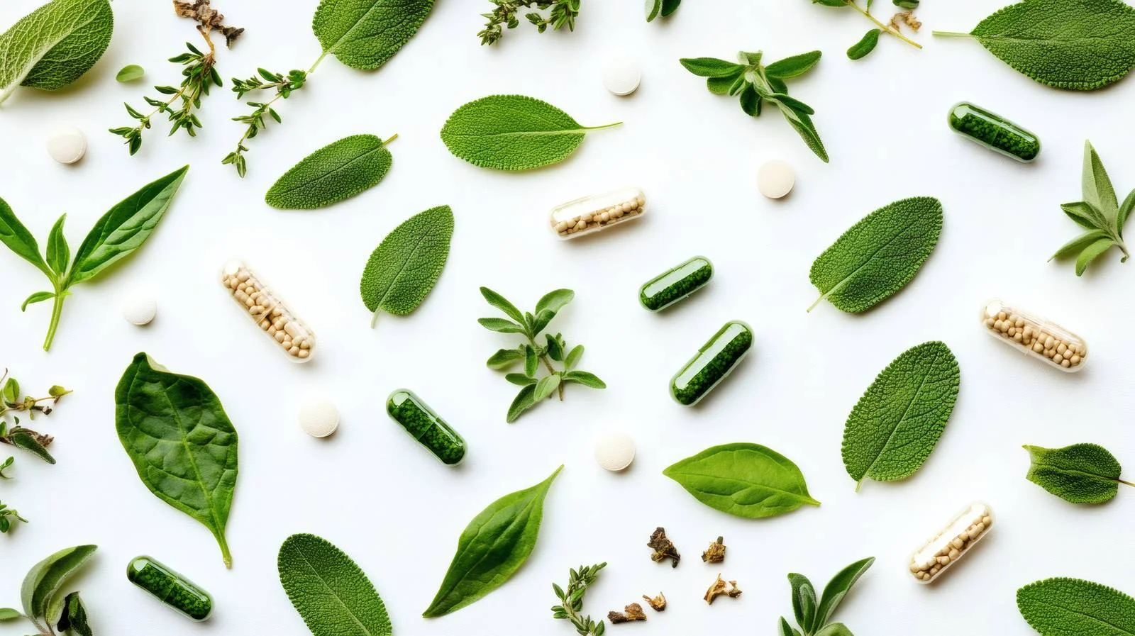 Natural Herbal Medicine and Green Leaves — free download from Dotvec