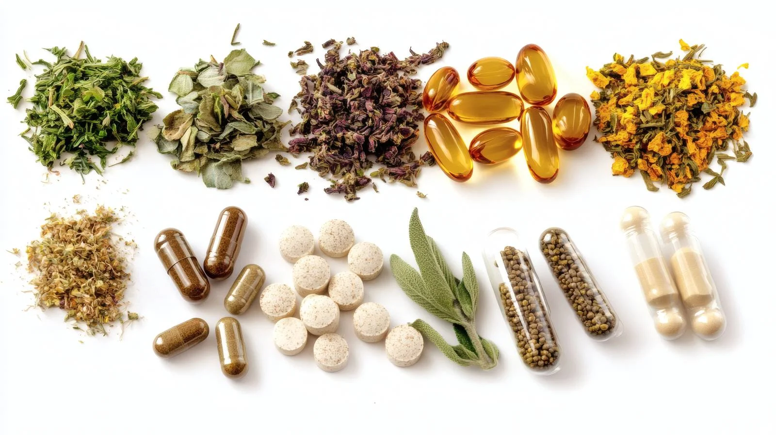 Isolated Herbal Plant-Based Supplements on White — free download from Dotvec