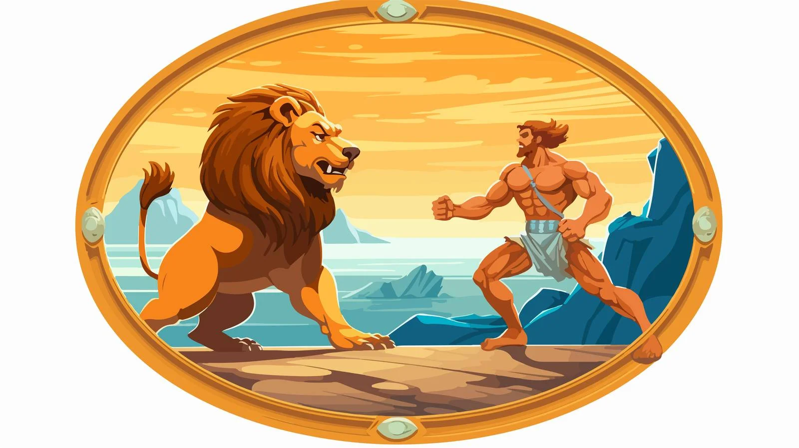 Hercules Defeats Nemean Lion Artwork — free download from Dotvec