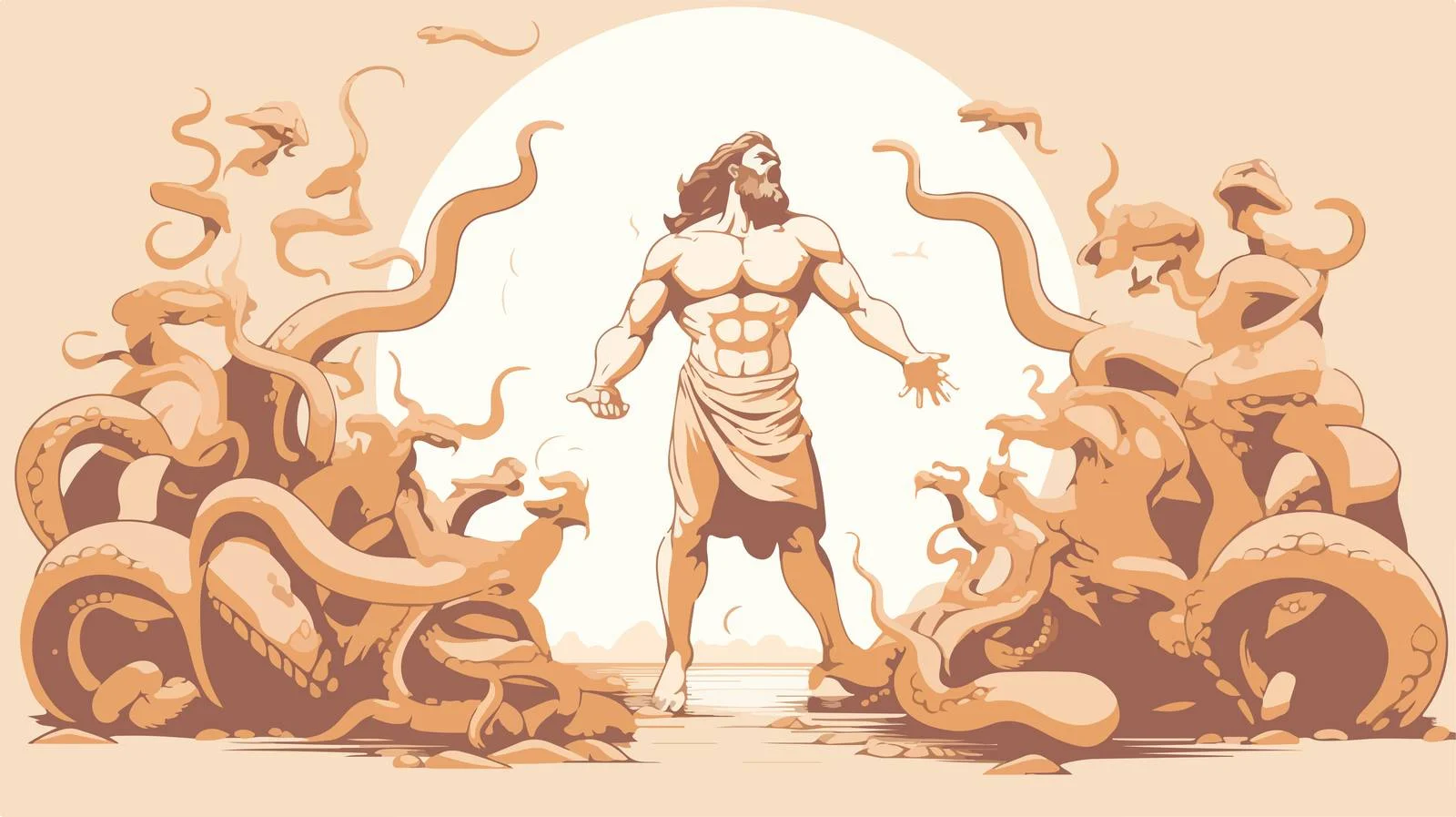 Hercules defeats Lyrna Hydra: Legendary Battle — free download from Dotvec