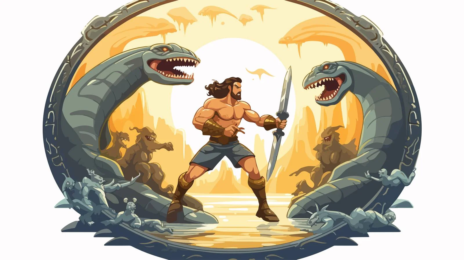 Hercules Slaying the Lyrna Hydra — free download from Dotvec