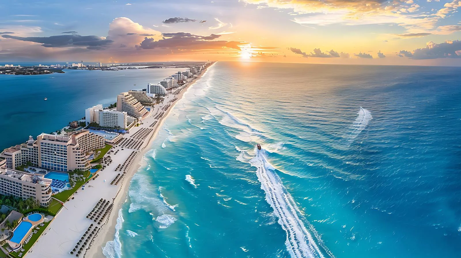 Cancun Mexico Beach Panoramic Sun View – free cancun image from Dotvec