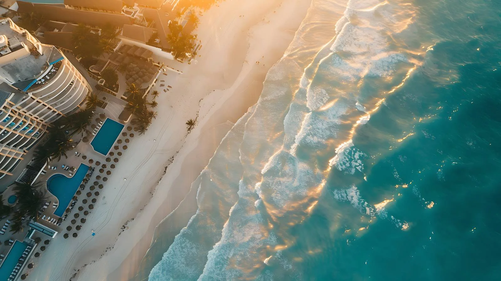 Aerial View of Cancun Beach Sunset — free download from Dotvec