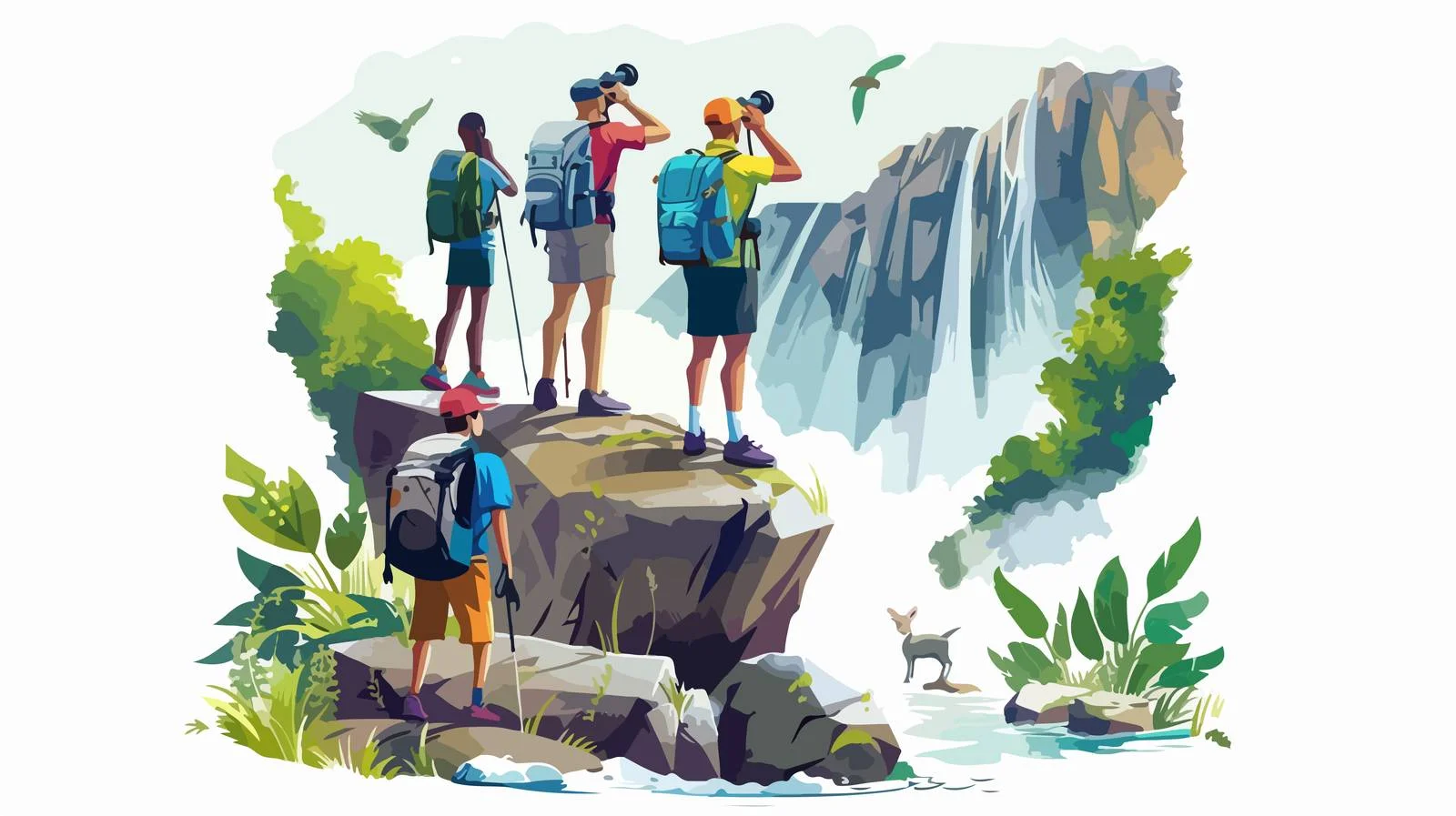 Hikers Using Binoculars on Rock — free download from Dotvec