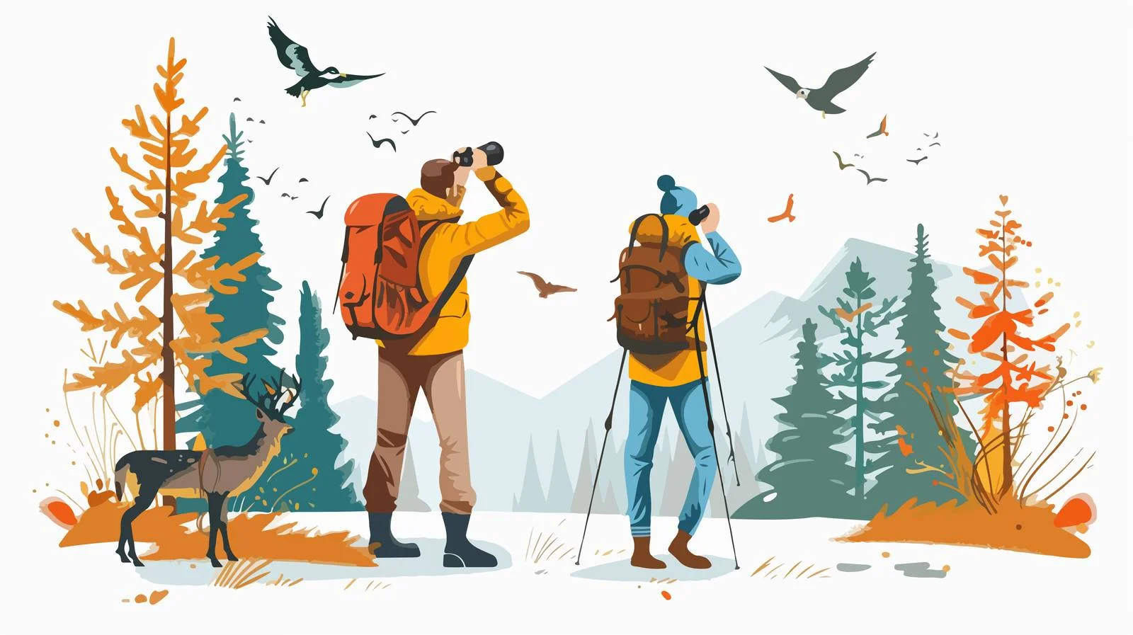 Hikers Use Binoculars for Animal and Landscape Viewing — free download from Dotvec