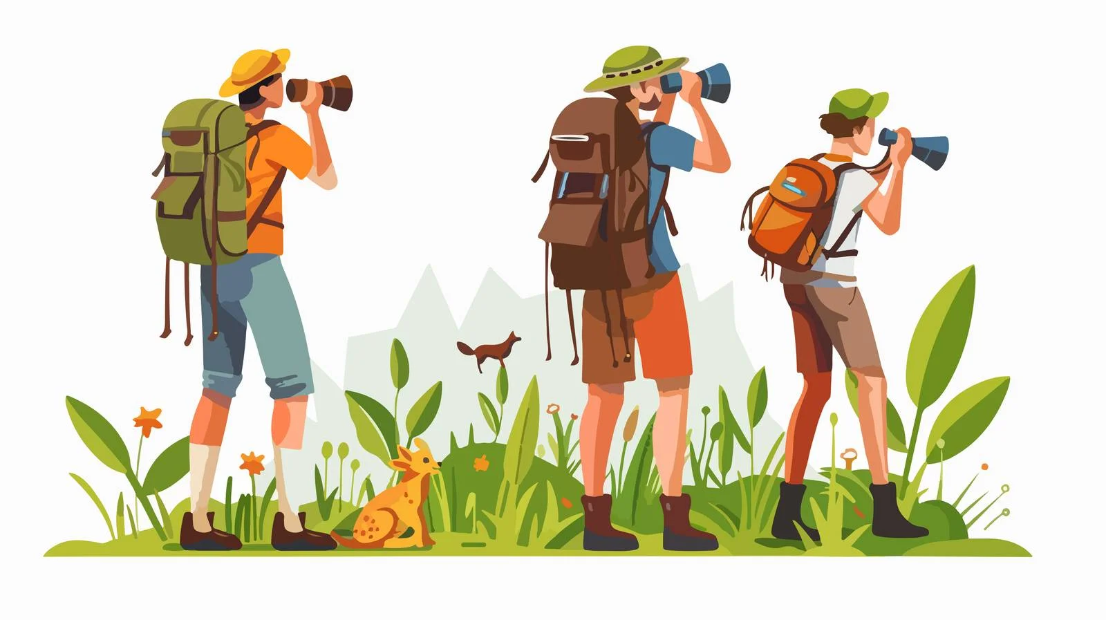 Hikers Using Binoculars for Wildlife Viewing — free download from Dotvec