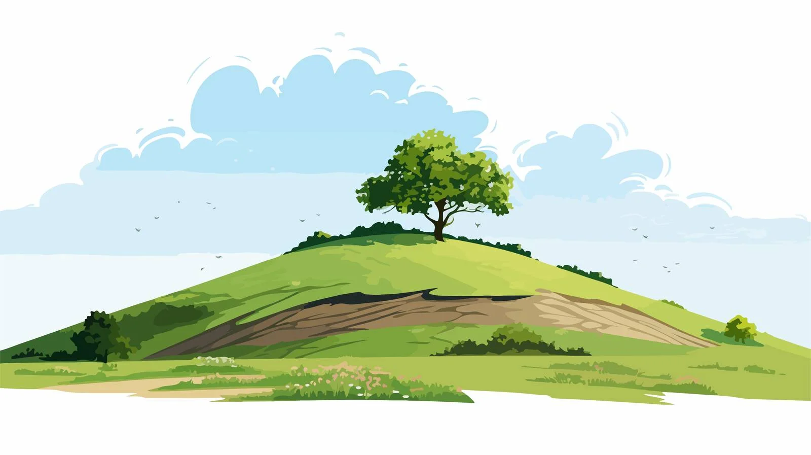 Scenic Cartoon Landscape Vector Illustration — free download from Dotvec