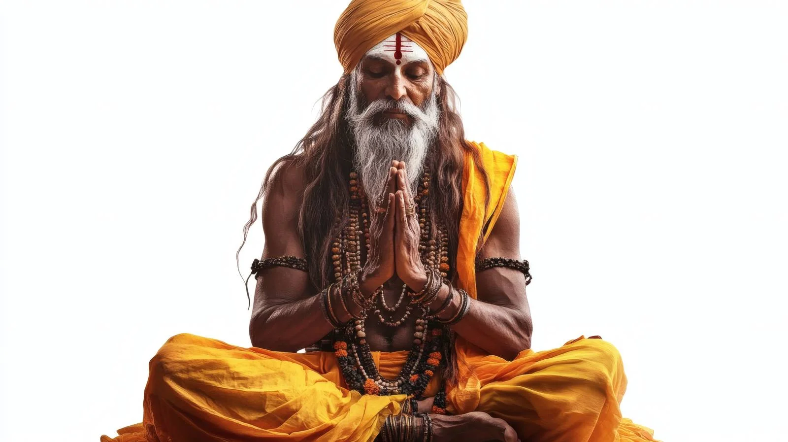 Hindu Sadhu Performing Puja in White Background — free download from Dotvec