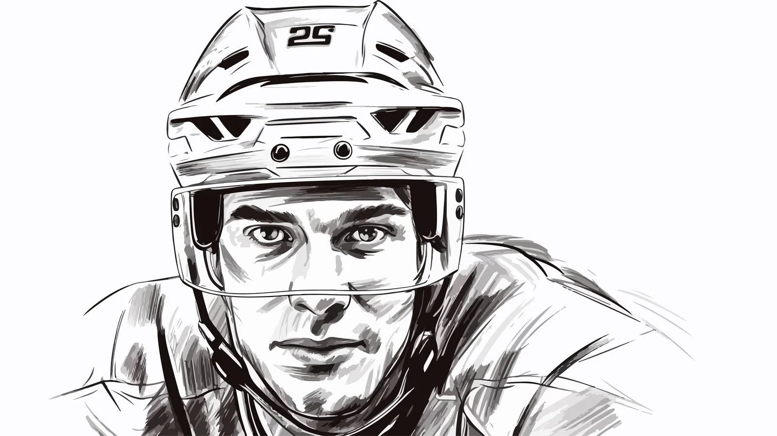 Hand-Drawn Hockey Player Face Sketch — free download from Dotvec