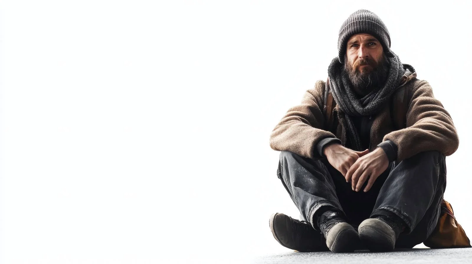 Depicting a homeless man on street — free download from Dotvec