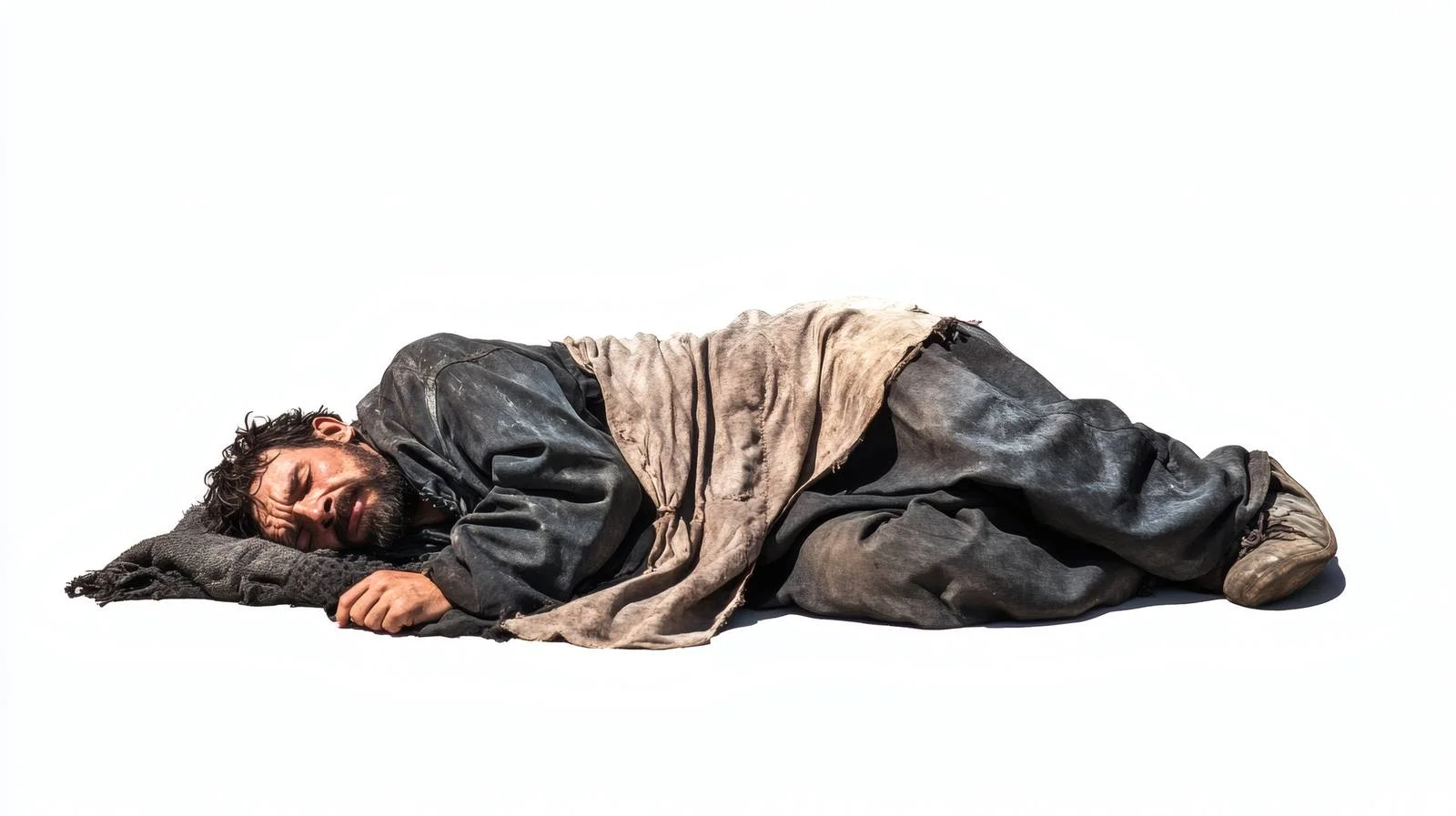Sleeping Homeless Man on Empty Street — free download from Dotvec