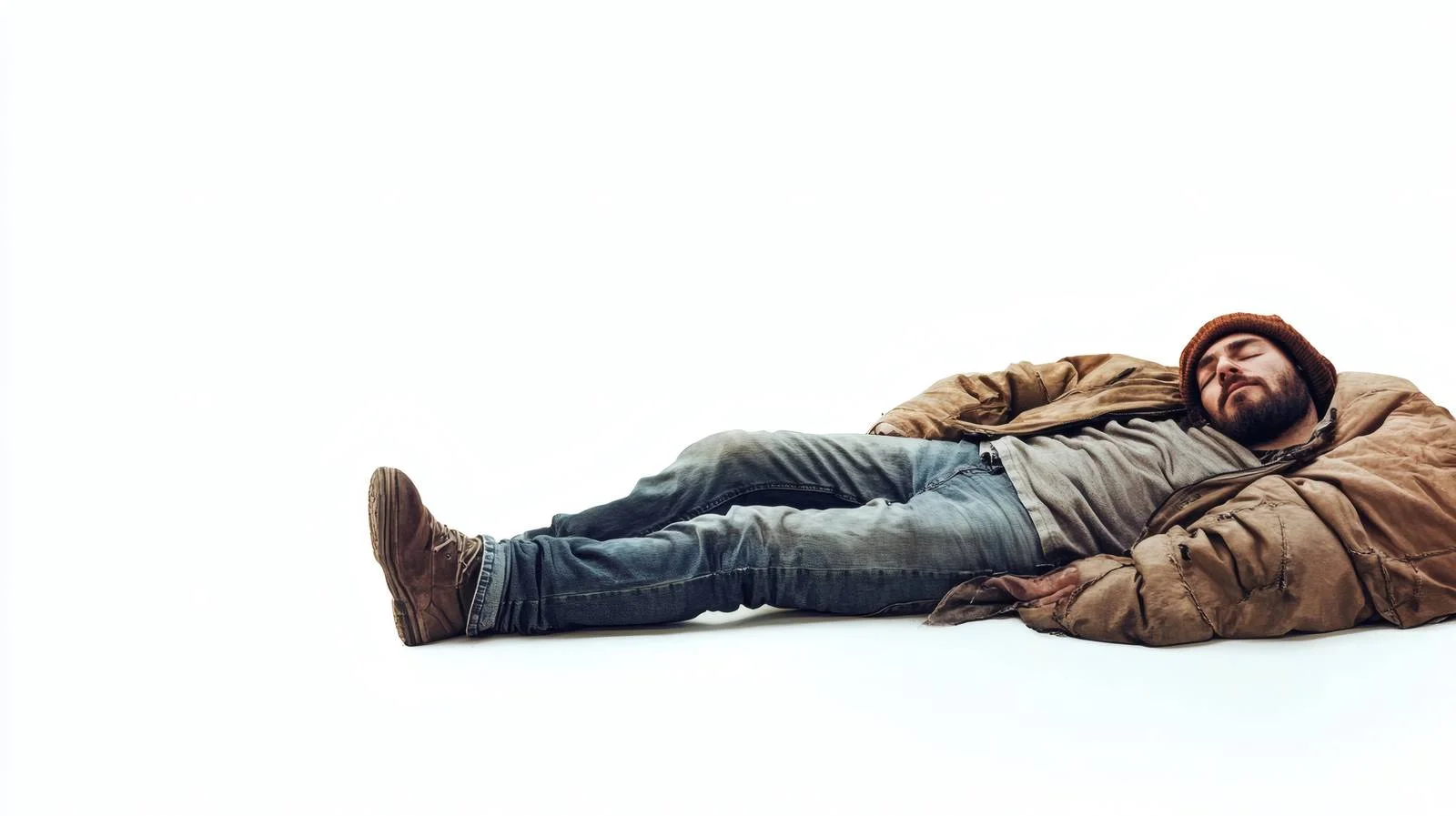 Urban homelessness: Man resting on pavement — free download from Dotvec