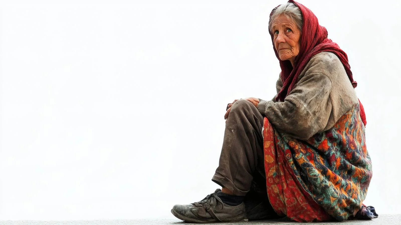 Vulnerable Elderly Woman Alone on Sidewalk — free download from Dotvec