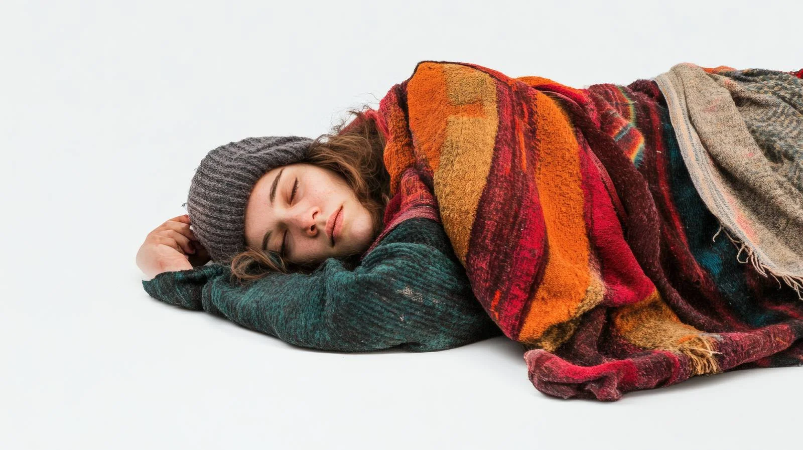 Vulnerable Woman Resting Outdoors on White — free download from Dotvec