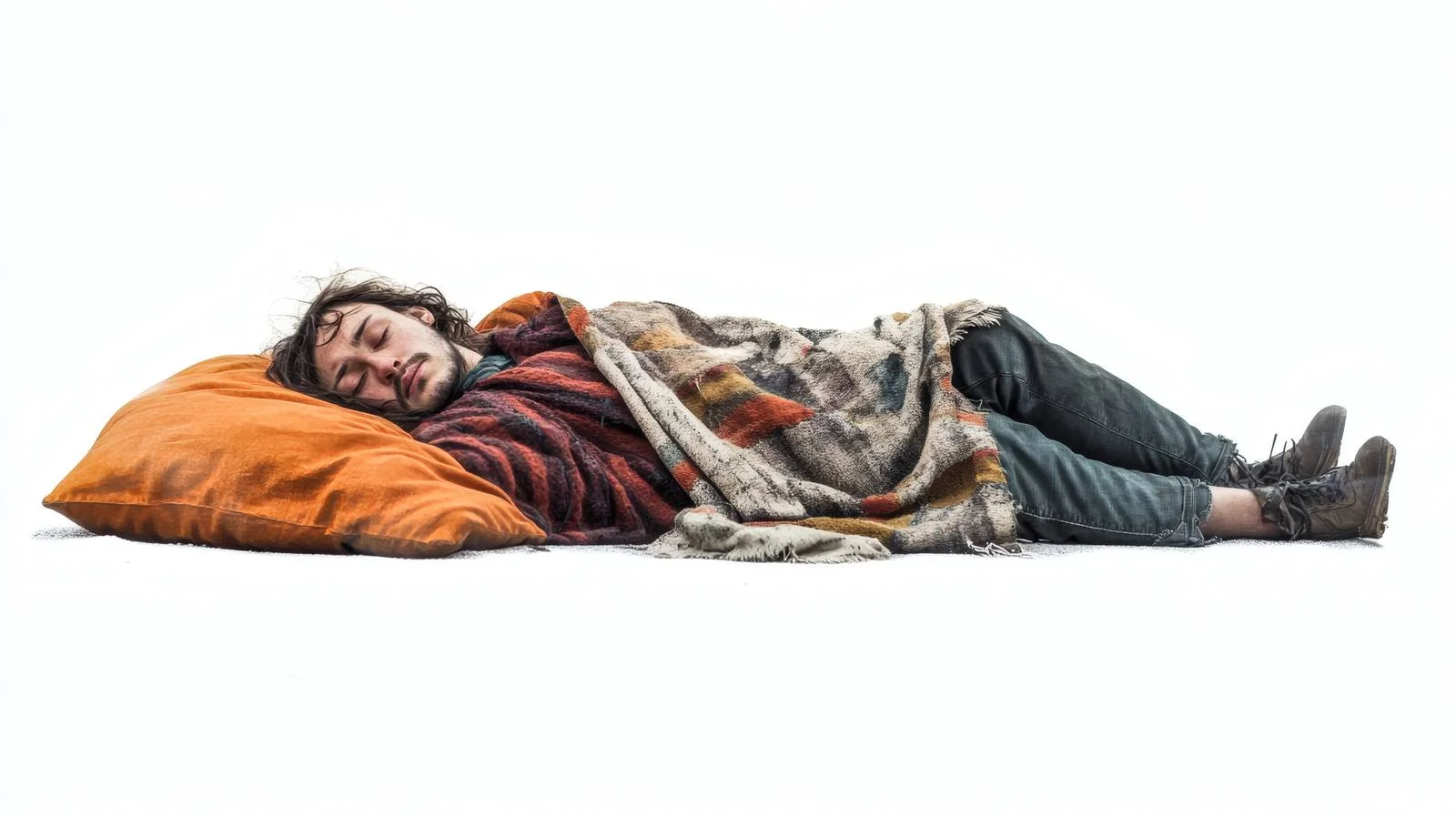 Vulnerable Homeless Woman Outdoors Alone — free download from Dotvec