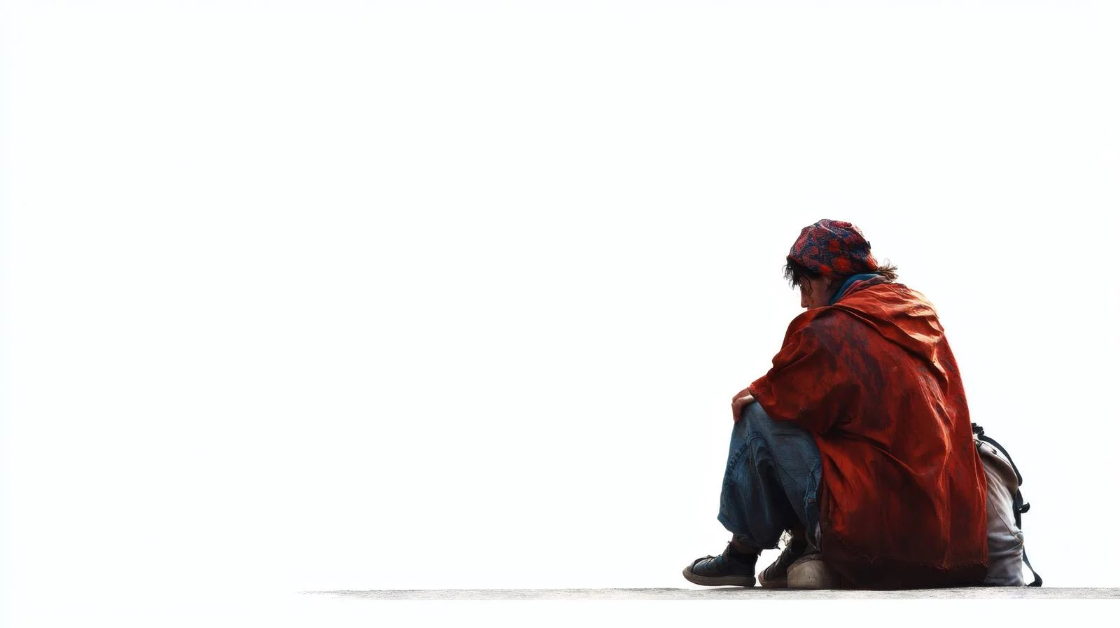 Vulnerable Woman Seated Street Background View — free download from Dotvec