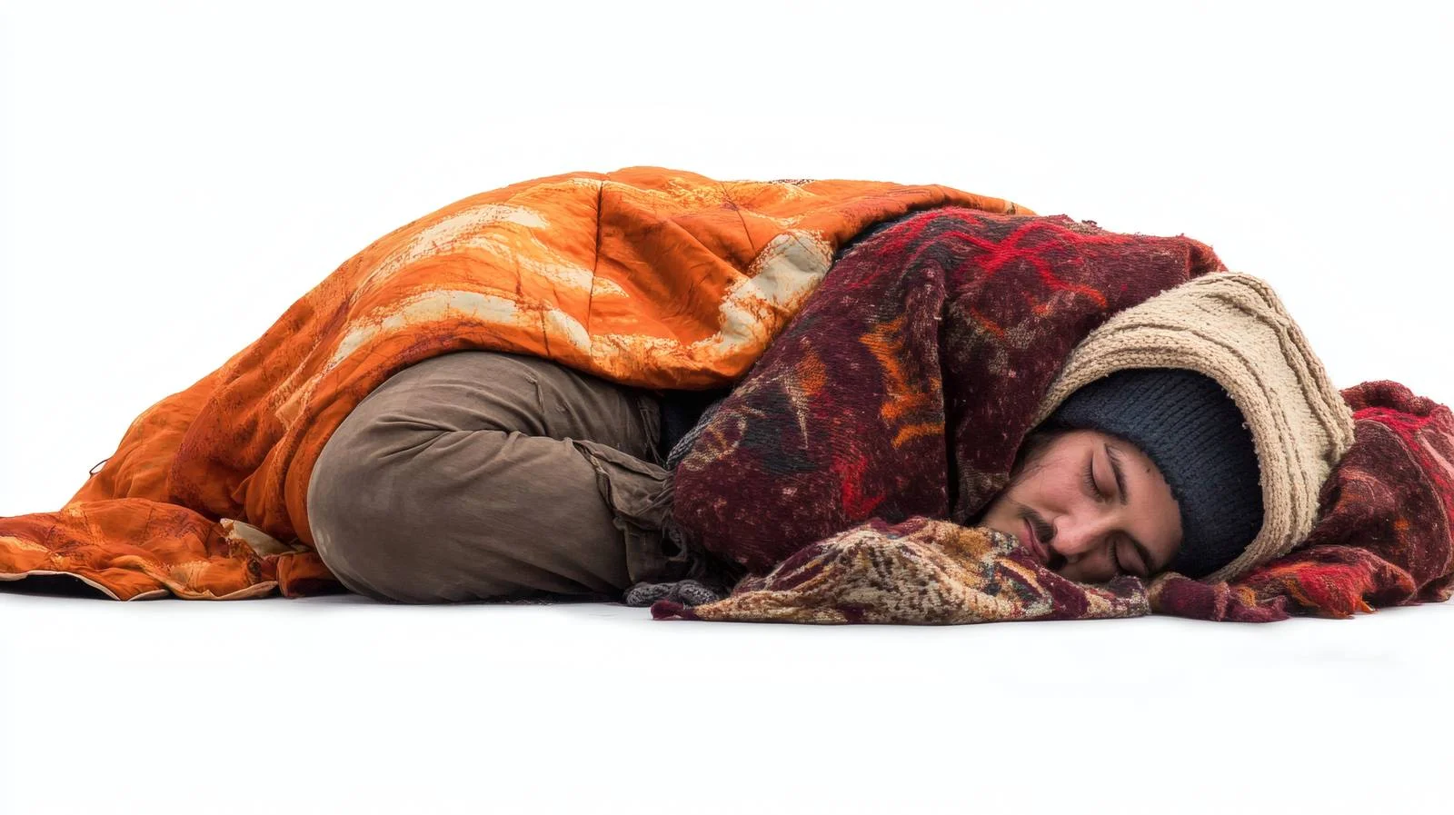Urban homelessness: Female sleeping on street — free download from Dotvec
