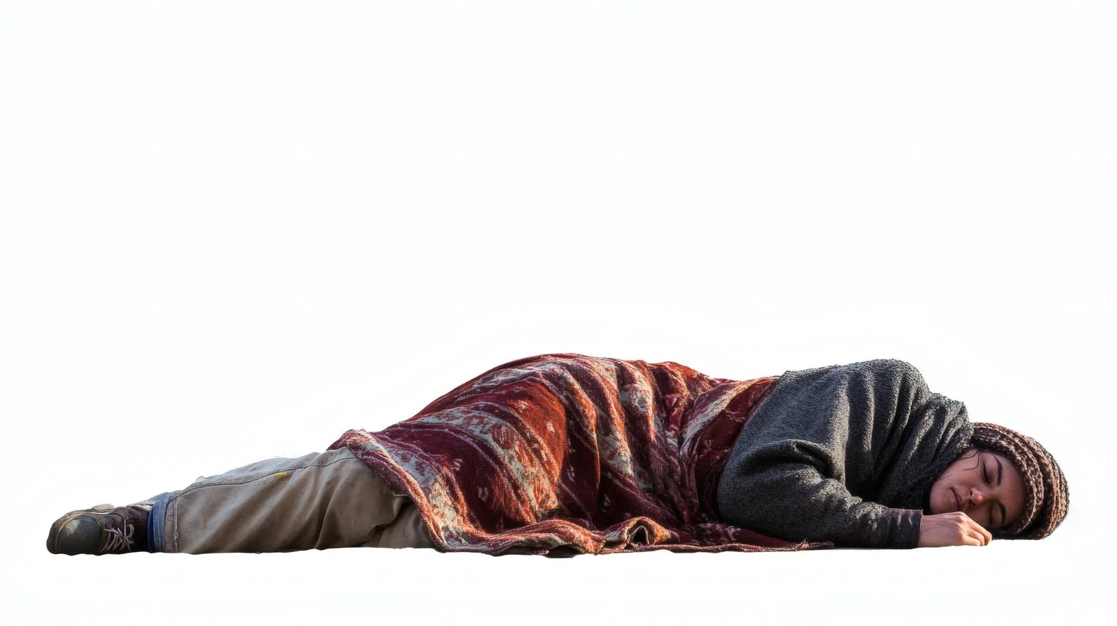 Homeless Female Sleeping on Urban Sidewalk — free download from Dotvec