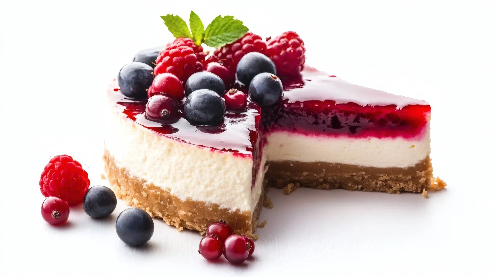 Delicious Homemade Berry Cheesecake on White — free download from Dotvec