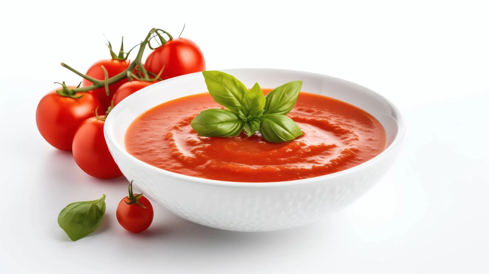 Fresh Homemade Tomato Soup on White Background — free download from Dotvec