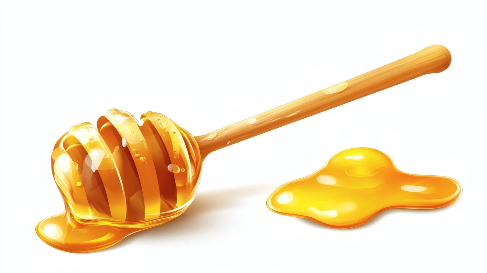 Organic Honey Dipper and Droplets on White — free download from Dotvec