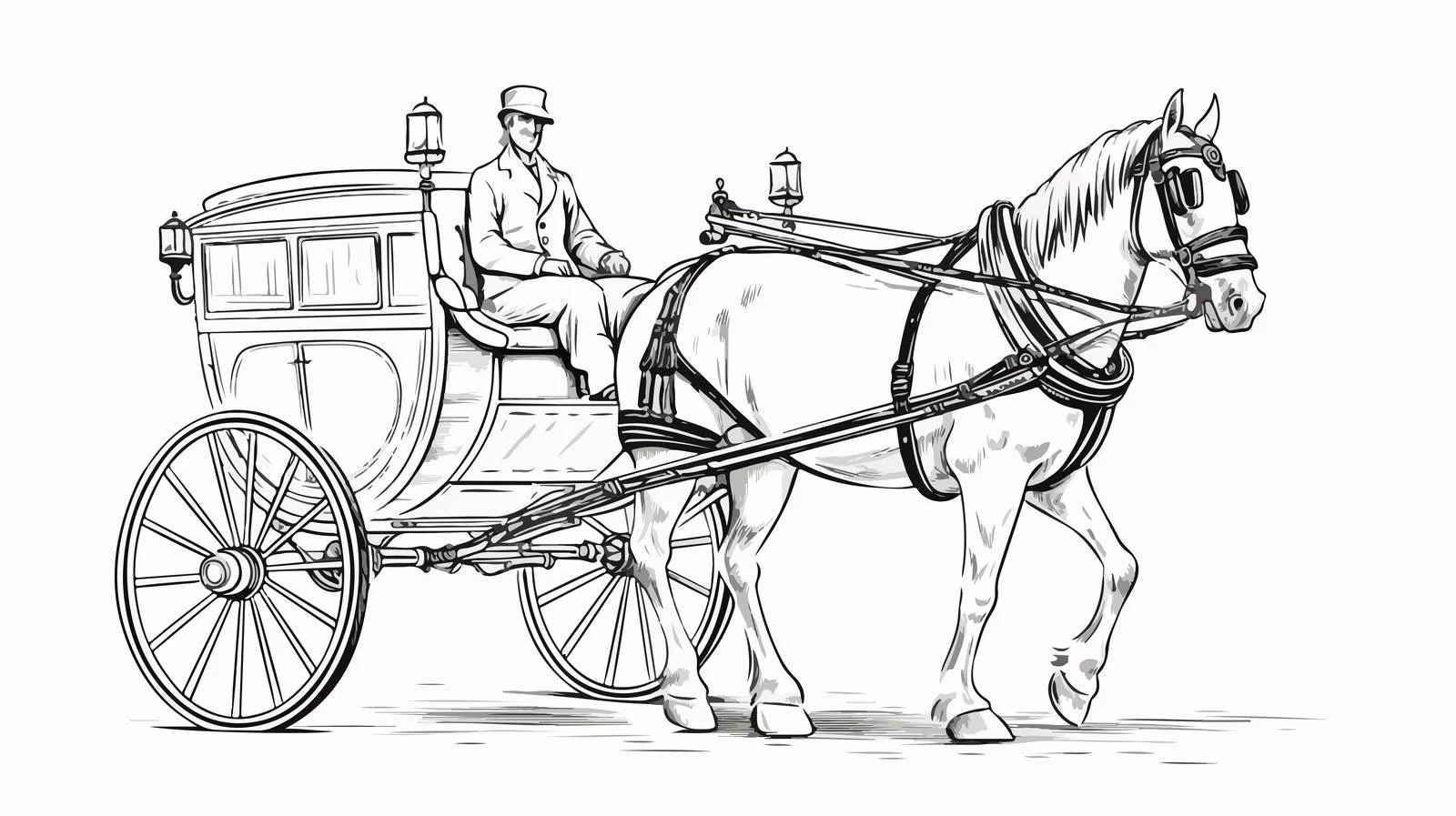 Victorian Coachman on Horse-drawn Carriage — free download from Dotvec