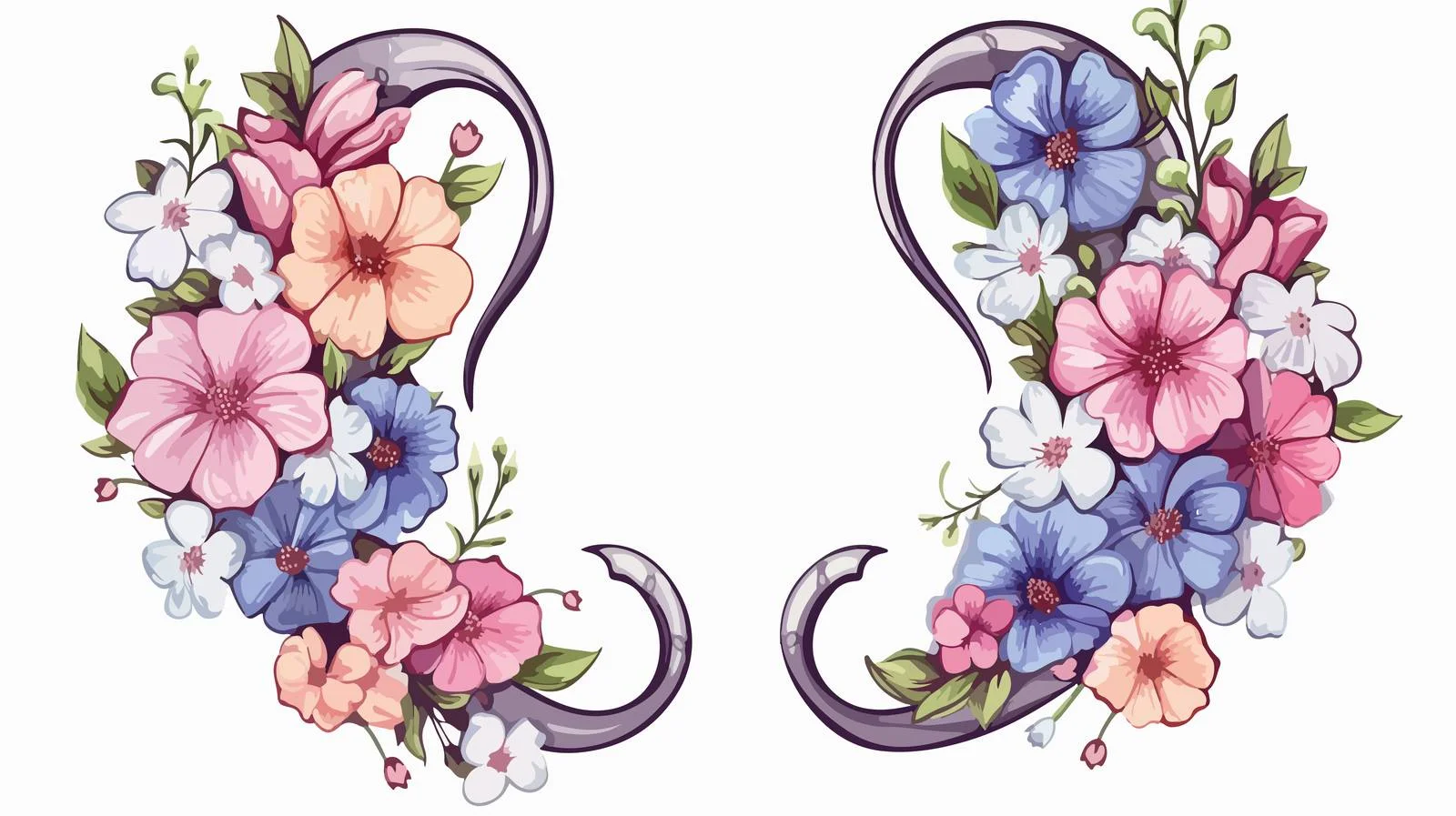 Hand-Drawn Horseshoe Flowers Sketch Illustration — free download from Dotvec