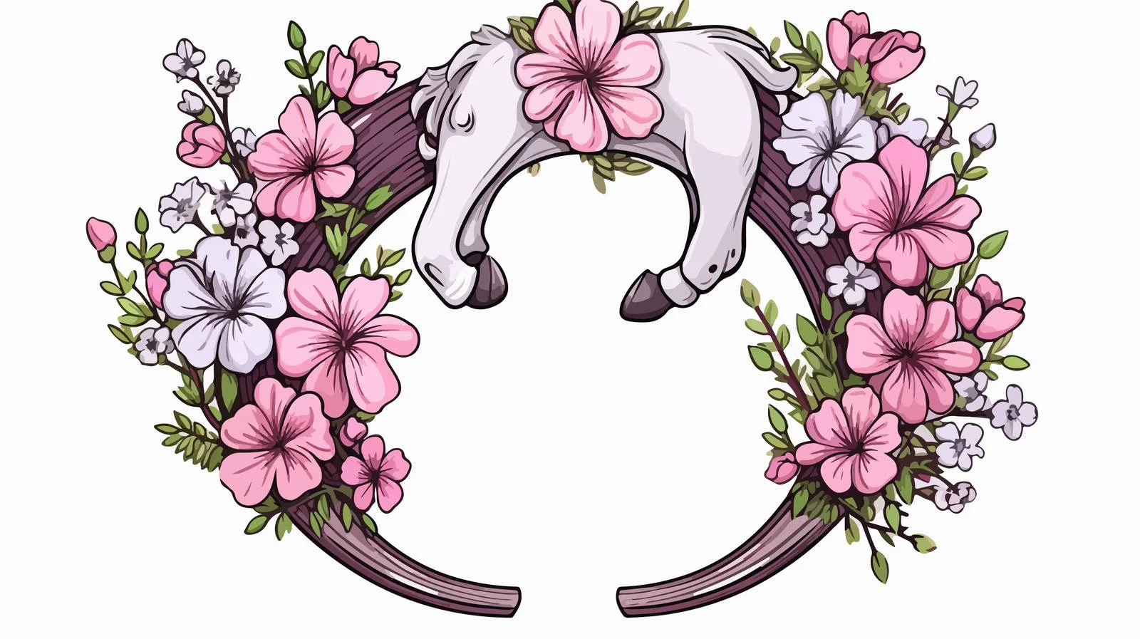 Hand-Drawn Horseshoe and Flowers Sketch — free download from Dotvec