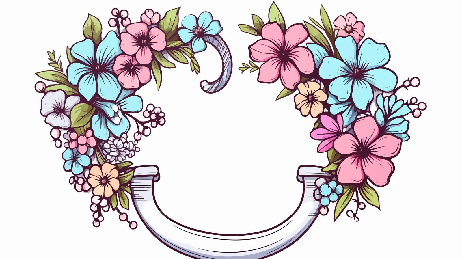 Floral Horseshoe Sketch Illustration — free download from Dotvec